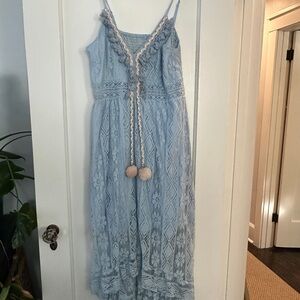 Light Blue Lace Midi Dress